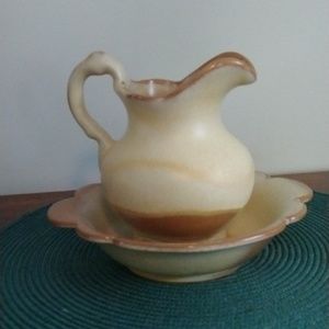 Frankoma - Large - 16 Oz Pitcher and Bowl Set Plainsman Gold